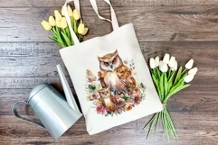 Mother and Baby Owl Watercolor Clipart - Sublimation PNG Product Image 4