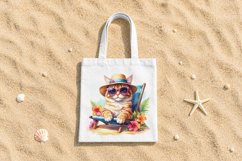Summer Cat Vacation T-Shirt, Totebag Sublimation Design Product Image 2