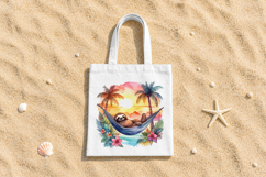 Tropical Sloth Summer T-Shirt,Totebag Sublimation Design Product Image 2