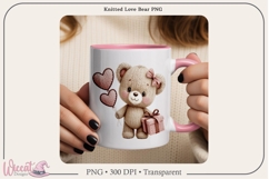 Knitted Love Bear PNG | Valentine Teddy Bear Sublimation Product Image 7