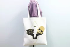 Vintage Mystic Skull and lotus flower in female hands Product Image 9