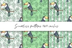 Watercolor tropical patterns with Toucan bird Product Image 1