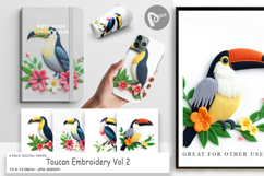 Digital Paper Toucan Embroidery Product Image 1