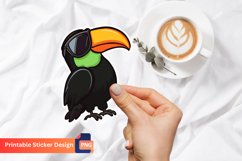 Toucan with Sunglasses Sticker, Tropical Bird Vinyl Sticker Product Image 1