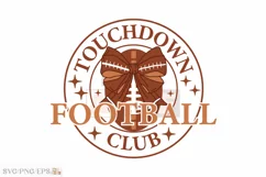Touchdown Coquette Bow Football Club SVG PNG T-shirt Design Product Image 1