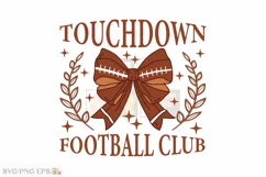 Touchdown Coquette Bow Football Club SVG T-shirt Design Product Image 1