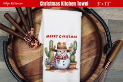 Kitchen Towel Sublimation | Snowman cowboy Product Image 1