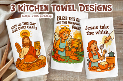 Funny Christian Kitchen Towels PNG | Faith Humor Sublimation Product Image 1