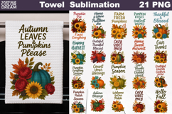 Pumpkin Floral Towel Bundle | Thanksgiving Sublimation Product Image 1