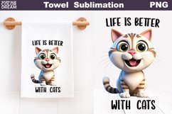 Cat Kitchen Towel Sublimation|Funny Cat Quote Tea Towel Product Image 1