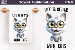 Cat Kitchen Towel Sublimation|Funny Cat Quote Tea Towel Product Image 1