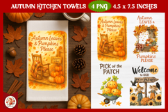 Fall Kitchen Towel, Pumpkin Spice, Autumn Pumpkin Patch Product Image 1