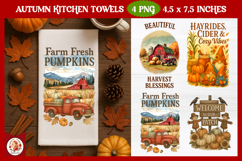 Fall Kitchen Towel, Pumpkin Spice, Autumn Pumpkin Patch Product Image 1