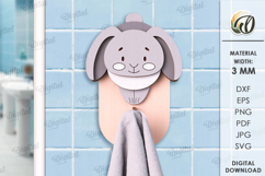 Towel hook Laser Cut. Bunny SVG Product Image 1