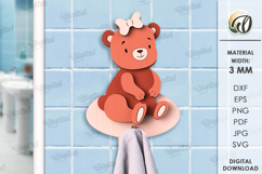 Towel hook Laser Cut. Teddy Bear SVG Product Image 1