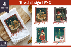 Christmas towel Vintage postage stamp Christmas Stocking Product Image 1