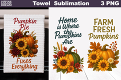 Pumpkin Floral Towel | Thanksgiving Sublimation Product Image 1