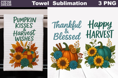 Pumpkin Floral Towel Bundle | Thanksgiving Sublimation Product Image 3