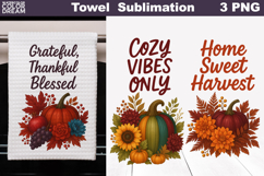 Pumpkin Floral Towel | Thanksgiving Sublimation Product Image 1