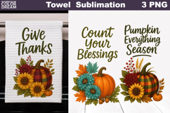 Pumpkin Floral Towel | Thanksgiving Sublimation Product Image 1