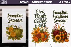 Pumpkin Floral Towel | Thanksgiving Sublimation Product Image 1