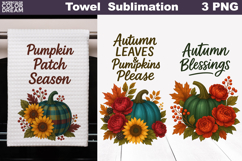 Pumpkin Floral Towel | Thanksgiving Sublimation Product Image 1