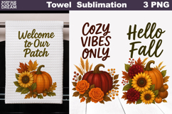 Pumpkin Floral Towel | Thanksgiving Sublimation Product Image 1