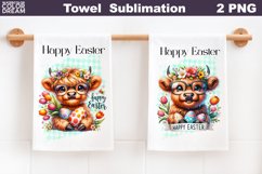 Easter Kitchen Towel | Easter Highland Cow Towel Product Image 1