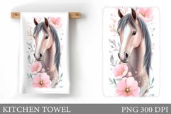 Horse Kitchen Towel Design. Horse Flowers Sublimation Product Image 1