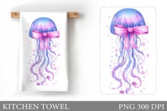 Jellyfish Kitchen Towel. Sea Kitchen Towel Sublimation Product Image 1