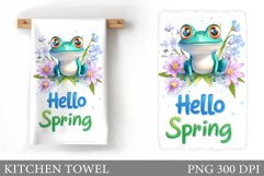 Spring Frog Kitchen Towel. Spring Kitchen Towel Design Product Image 1