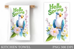 Spring Parrot Kitchen Towel. Spring Kitchen Towel Design Product Image 1