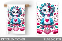 Cute Peacock Kitchen Towel. Valentines Kitchen Towel Design Product Image 1