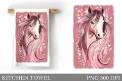 Horse Kitchen Towel. Horse Flowers Sublimation Product Image 1