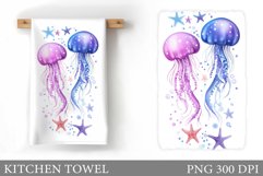 Jellyfish Kitchen Towel. Sea Kitchen Towel Sublimation Product Image 1