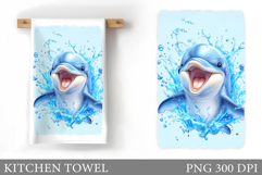 Dolphin Kitchen Towel. Sea Kitchen Towel Design Product Image 1