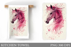 Horse Kitchen Towel. Horse Flowers Sublimation Product Image 1