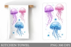 Jellyfish Kitchen Towel Design. Jellyfish Sublimation Product Image 1