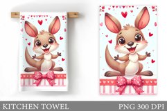 Cute Kangaroo Kitchen Towel. Valentines Kitchen Towel Design Product Image 1