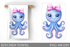 Cute Octopus Kitchen Towel Design. Cute Octopus Sublimation Product Image 1