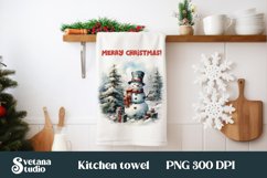 Christmas kitchen towel design I Snowman tea towel