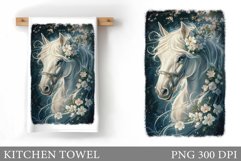 Horse Kitchen Towel. Horse Flowers Sublimation Product Image 1