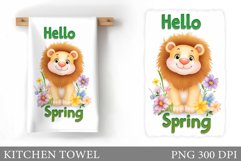 Spring Lion Kitchen Towel. Spring Kitchen Towel Sublimation Product Image 1