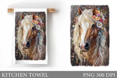 Horse Kitchen Towel. Horse Flowers Sublimation Product Image 1