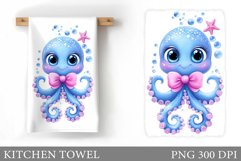Cute Octopus Kitchen Towel. Cute Octopus Sublimation Product Image 1