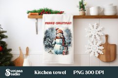 Christmas kitchen towel PNG I Snowman tea towel