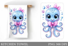 Cute Octopus Kitchen Towel Design. Cute Octopus Sublimation Product Image 1