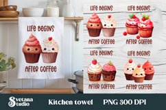 Cupcake kitchen towel sublimation | Towel PNG design Product Image 1