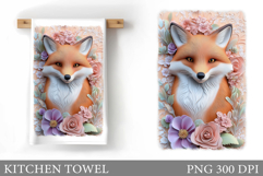Cute Fox Kitchen Towel Design. Fox Sublimation Product Image 1