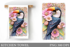 Toucan Kitchen Towel. Tropical Kitchen Towel Sublimation Product Image 1